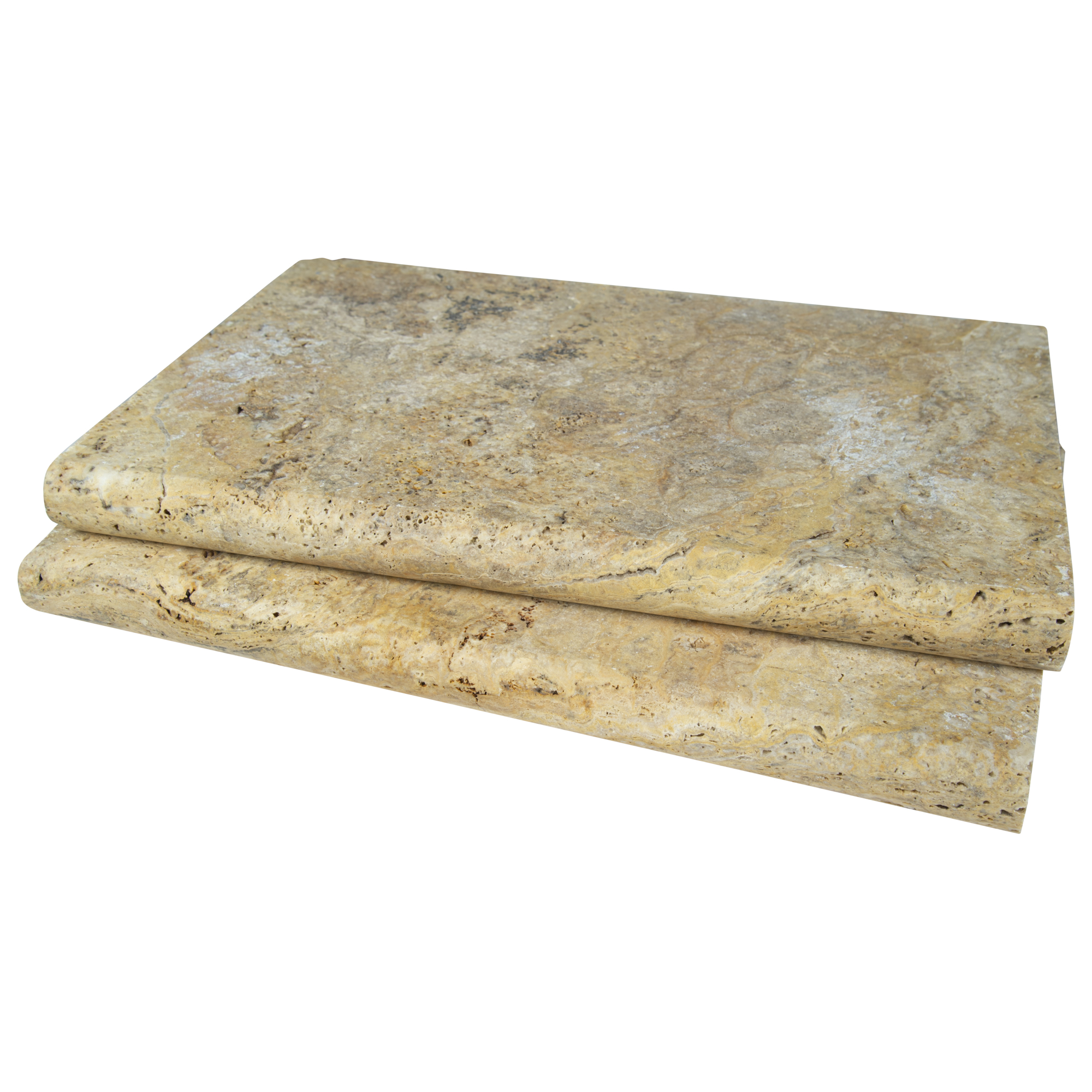 Ackland Marzana Aurelia Brushed Travertine Pool Coping — 16in. x 24in., Bullnose, Model# NTE-LSC-125